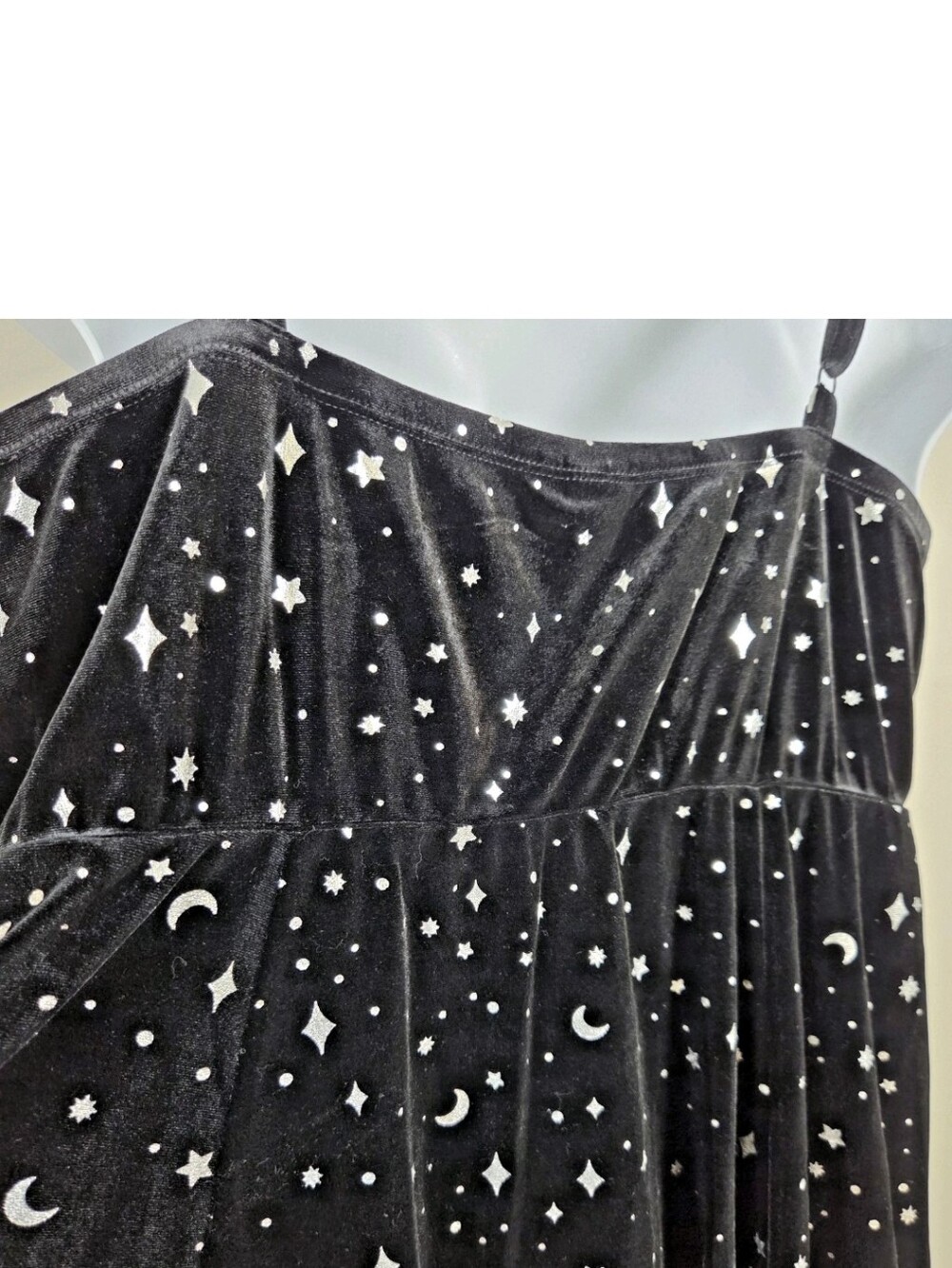 Torrid Women's 2 2X 18/20 Black Velvet Stargazer Moon Star Foil Mini Dress NWT - Picture 8 of 14